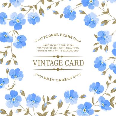 blue flower with vintage card vector