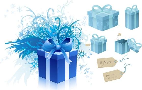 blue gift box theme vector