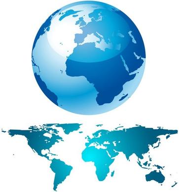 Blue Globe And World Map
