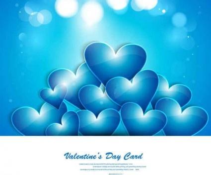 blue heart greeting card shiny vector