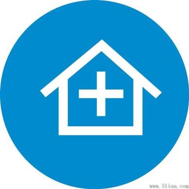 blue house icon vector
