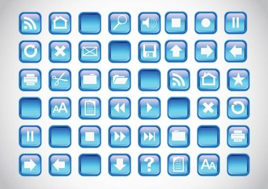Blue Icons Buttons