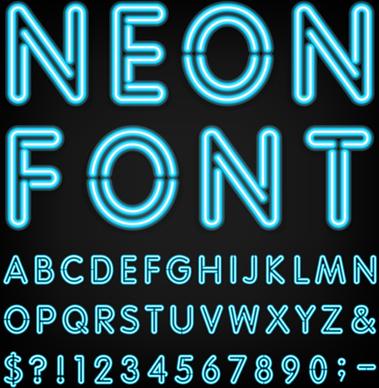 blue neon number with alphabet vectors