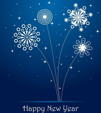 new year banner fireworks icons classical flat decor