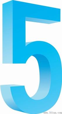 blue number five icon vector