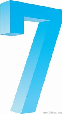 blue number seven icon vector