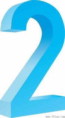 blue number two icons vector