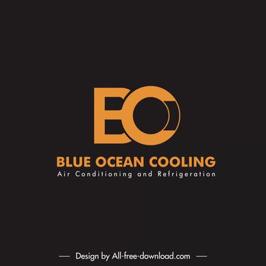 blue ocean cooling logotype flat dark texts sketch