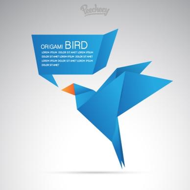 blue origami bird