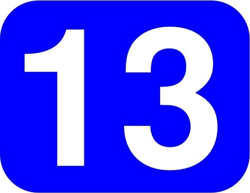 Blue Rounded Rectangle With Number 13 clip art
