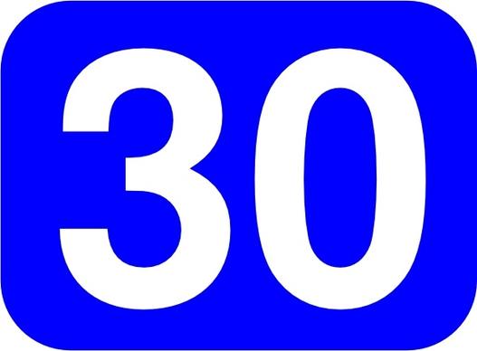 Blue Rounded Rectangle With Number 30 clip art