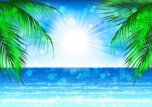 blue sea and sun background vector graphics