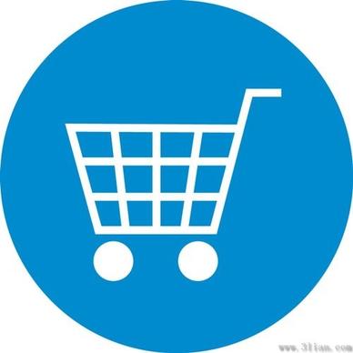 blue shopping cart icon vector