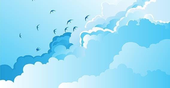 Blue sky with birds vector
