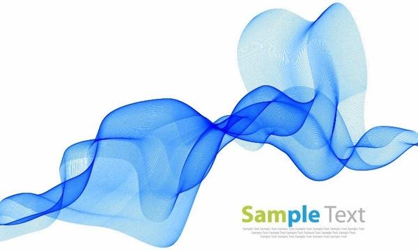 Blue Smooth Waves on White Background