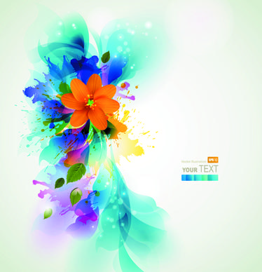 blue style watercolor flowers vector background