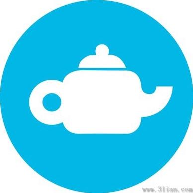 blue teapot icon vector