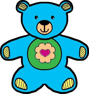 blue teddy bear drawing vector illustration
