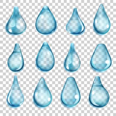 blue water drops vectors set
