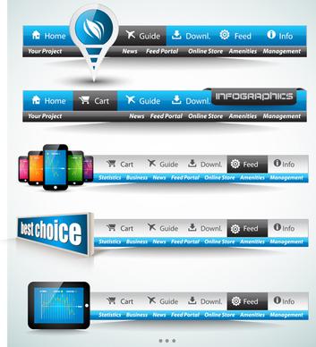 blue with black website navigation design vector