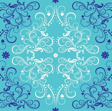 blue with white floral ornaments vector