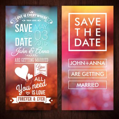 blurred wedding invitation cards vector elements