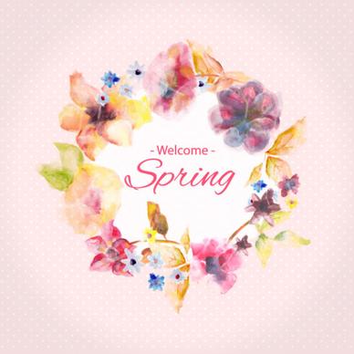 blurs flower frame with spring background vector