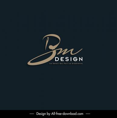 bm design logotype flat calligraphic dynamic italic handdrawn texts decor