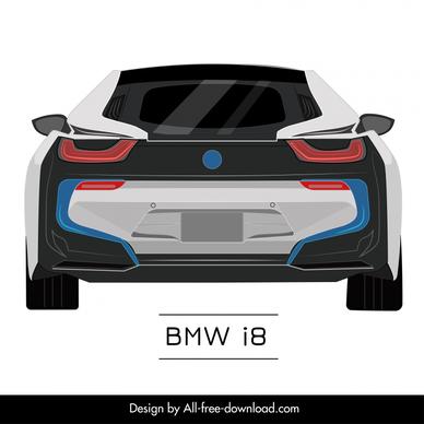 bmw i8 car model icon modern symmetric back view sketch