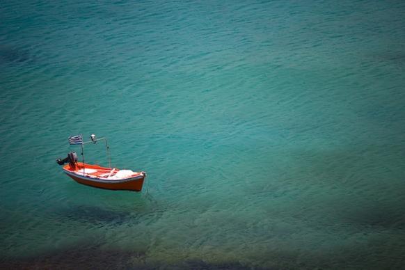 boat calm clear flag greece holiday ocean ripple