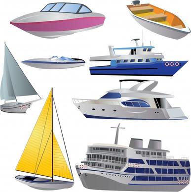 boat cruise icons modern 3d sketch