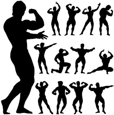 bodybuilding man silhouette vector