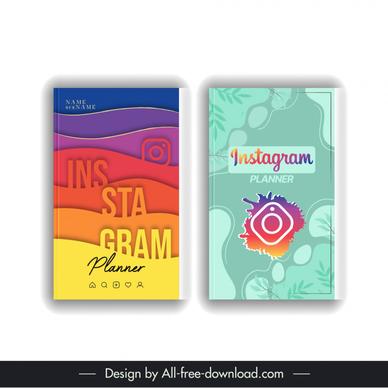 book covers instagram planner template elegant flat curves leaves