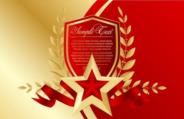 anniversary poster golden red elegant star wreath shield
