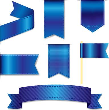 bookmarks with ribbon blue vector