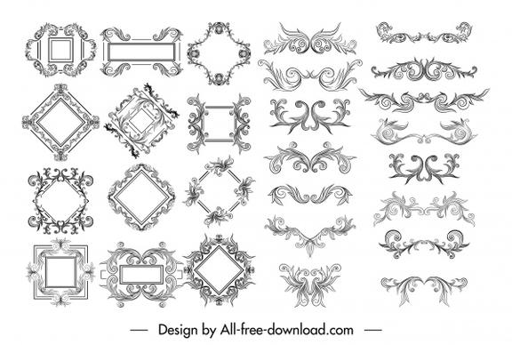 border decorative elements templates elegant symmetrical seamles sketch