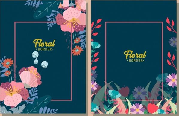 border decorative template colorful floral icons