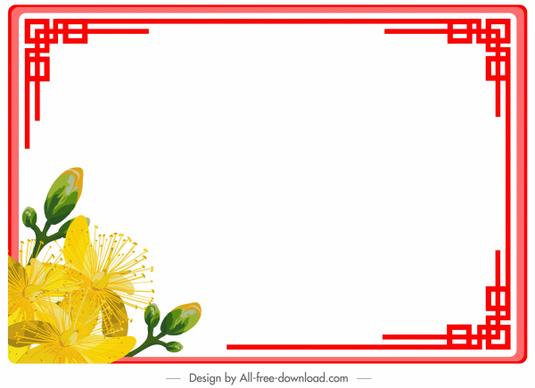 border template colored oriental flower decor symmetric design