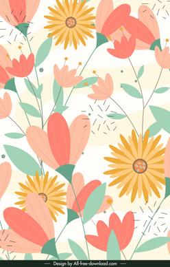 botanical background colorful bright flat handdrawn sketch