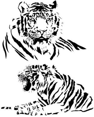 both black and white tiger vector