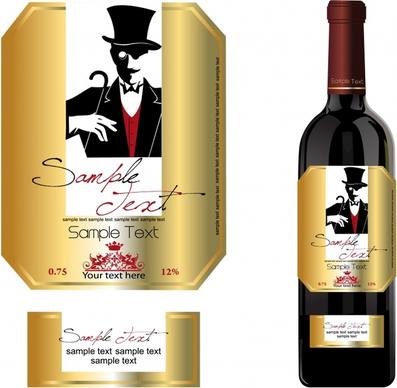 wine labels template bright golden design elegant man