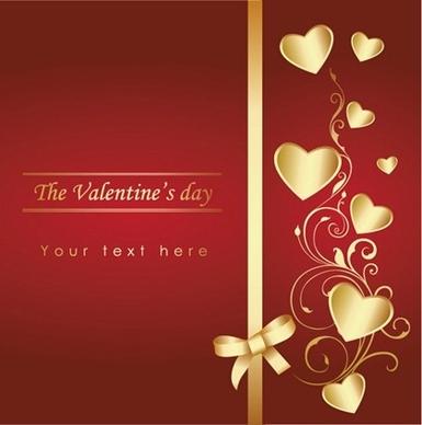 valentines card cover background curves golden hearts decoration