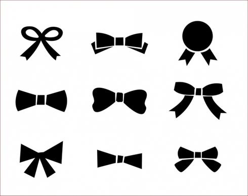 bow icons collection black silhouette sketch