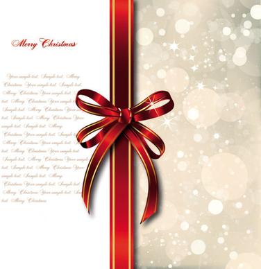 bow merry christmas cards vector