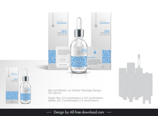 box and bottle jar sticker package design for serum advertising template luxury elegant modern bright decor
