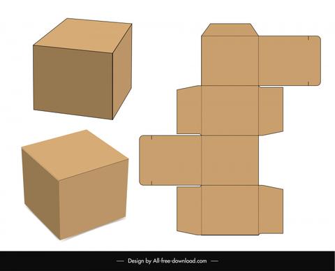 box packaging die cut template 3d cubes outline 