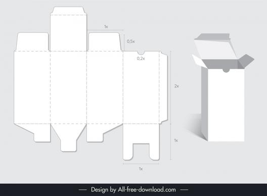 box packaging guidance advertising template modern flat 3d object sketch