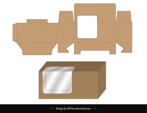 box packaging template flat die cut 3d object outline