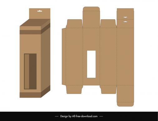 box packaging template flat die cut 3d outline 