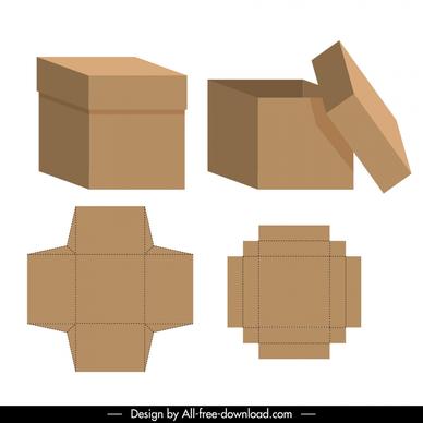box paper packaging templates flat die cut 3d object outline symmetric design 